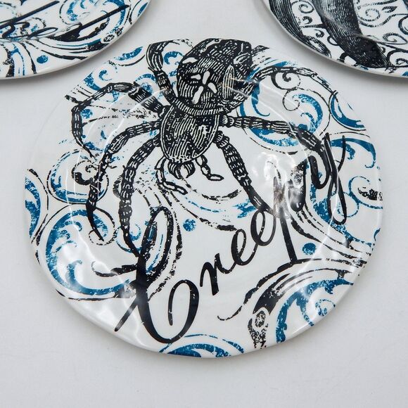 Pier 1 Imports Halloween Melamine Luncheon Plates 9 Inch Blue Black Set/4 - Picture 4 of 11